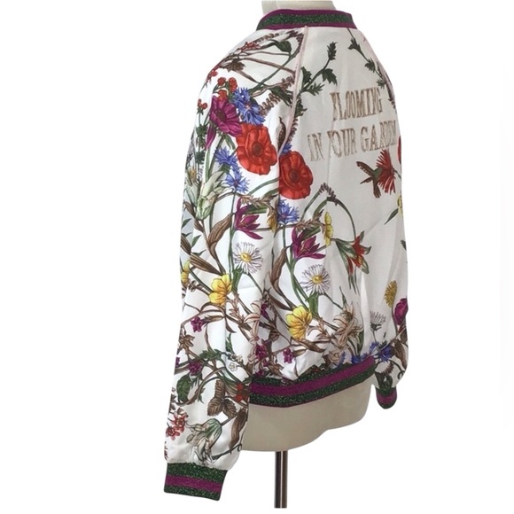 Blooming In Your Garden Floral Satin Bomber Jacket - Picture 5 of 8
